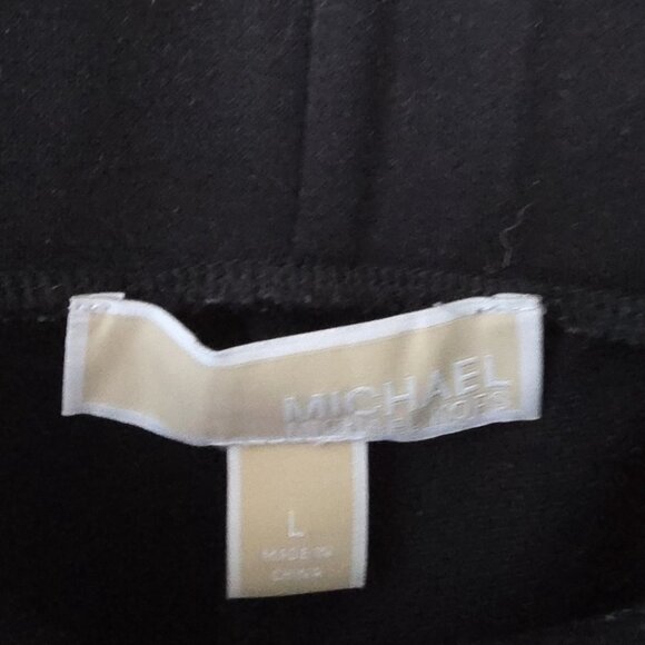 MICHAEL KORS | Pull On Pants Jersey Knit Faux Leather Knees Black Sz L - Picture 3 of 5